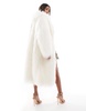 Aria Cove longline oversized faux fur coat in cream