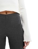 Bershka crinkle flared pants in charcoal