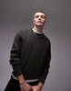 ARKET textured knitted rib sweater with raglan sleeves in khaki green