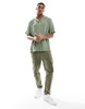 ASOS DESIGN relaxed fit viscose shirt with revere collar in khaki