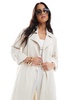 Stradivarius crinkle trench coat in ecru