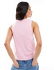 Brave Soul sleeveless knitted vest with contrast buttons in pink