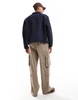 Bershka straight leg cargo pants in camel