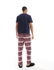 Another Influence plaid relaxed pajama set in navy and red
