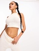 Pieces reversible open back halter neck top in white - part of a set