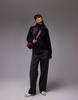 ARKET wool sweater with high neck and deep cuffs in navy blue