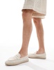 ASOS DESIGN penny loafer espadrilles in beige linen look