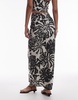 Topshop Tall satin twill bias maxi skirt in mono fern smudge print - part of a set