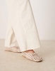 ASOS DESIGN Lysandra leather high-vamp ballet flats in off-white weave