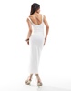 Bershka square neck midaxi dress in white