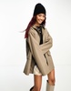 ASOS DESIGN rubberized rain coat in mushroom