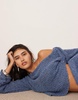 ASOS EDITION fine knit twist off shoulder cropped sweater in slate blue - part of a set