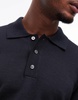 ARKET merino wool knit long sleeve polo shirt in navy