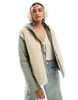 ASOS DESIGN hooded quilted borg jacket in sage