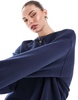 Bershka oversized sweatshirt in navy