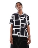 Bershka geometric patterned shirt in black