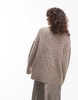 Topshop knit fluffy oversized cable sweater in oat