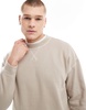 Another Influence contrast stitch crewneck sweater in stone