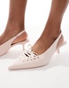 Stradivarius slingback kitten heeled shoe in beige