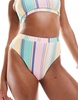Pieces high waisted bikini bottoms in multi stripe - part of a set