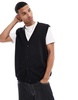 ASOS DESIGN oversized v neck jersey cardigan in black
