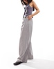 ASOS DESIGN textured wide leg tailored pants in gray
