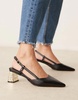 ASOS DESIGN Stylish slingback mid heeled shoes in black