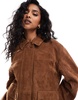 ASOS DESIGN real suede oversized bomber jacket in tan