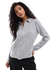 ASOS DESIGN oversized collar zip up cardigan in light gray