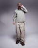 River Island quarter zip collared sweatshirt in light khaki