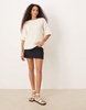 ASOS DESIGN knit stitch relaxed T-shirt in ecru