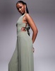 ASOS DESIGN buckle detail wide leg jumpsuit in sage