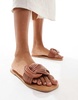 ASOS DESIGN Wide Fit Fifi woven mule flat sandals in tan