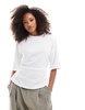 ASOS DESIGN shoulder pad cinched waist T-shirt in white
