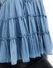 ASOS DESIGN tie front tiered blouse with ruffle cuffs in blue