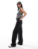 Bershka high waisted 90s wide leg jeans in black