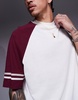 ASOS DESIGN oversized contrast raglan T-shirt with tape detail in cream