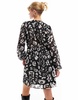 Only wrap mini dress in black and white floral