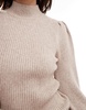 ONLY high neck puff sleeves sweater in light beige
