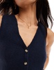 Brave Soul sleeveless knitted vest with contrast buttons in navy