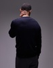 Mango knitted crew neck sweater in navy