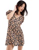 Miss Selfridge jersey printed mini tea dress with puff sleeves