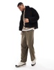 Bershka cord puffer jacket in black