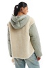ASOS DESIGN hooded quilted borg jacket in sage