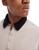 Jack & Jones twill carpenter jacket with cord collar in beige