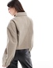 ASOS DESIGN top collar jacket in mushroom