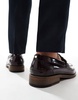 ASOS DESIGN loafers in burgundy leather with tassel