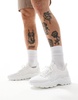ASOS DESIGN knit lace up sneakers in white