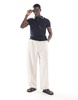 Brave Soul knitted polo shirt with contrast tipping in navy