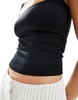 Bershka shaping square neck cami in black